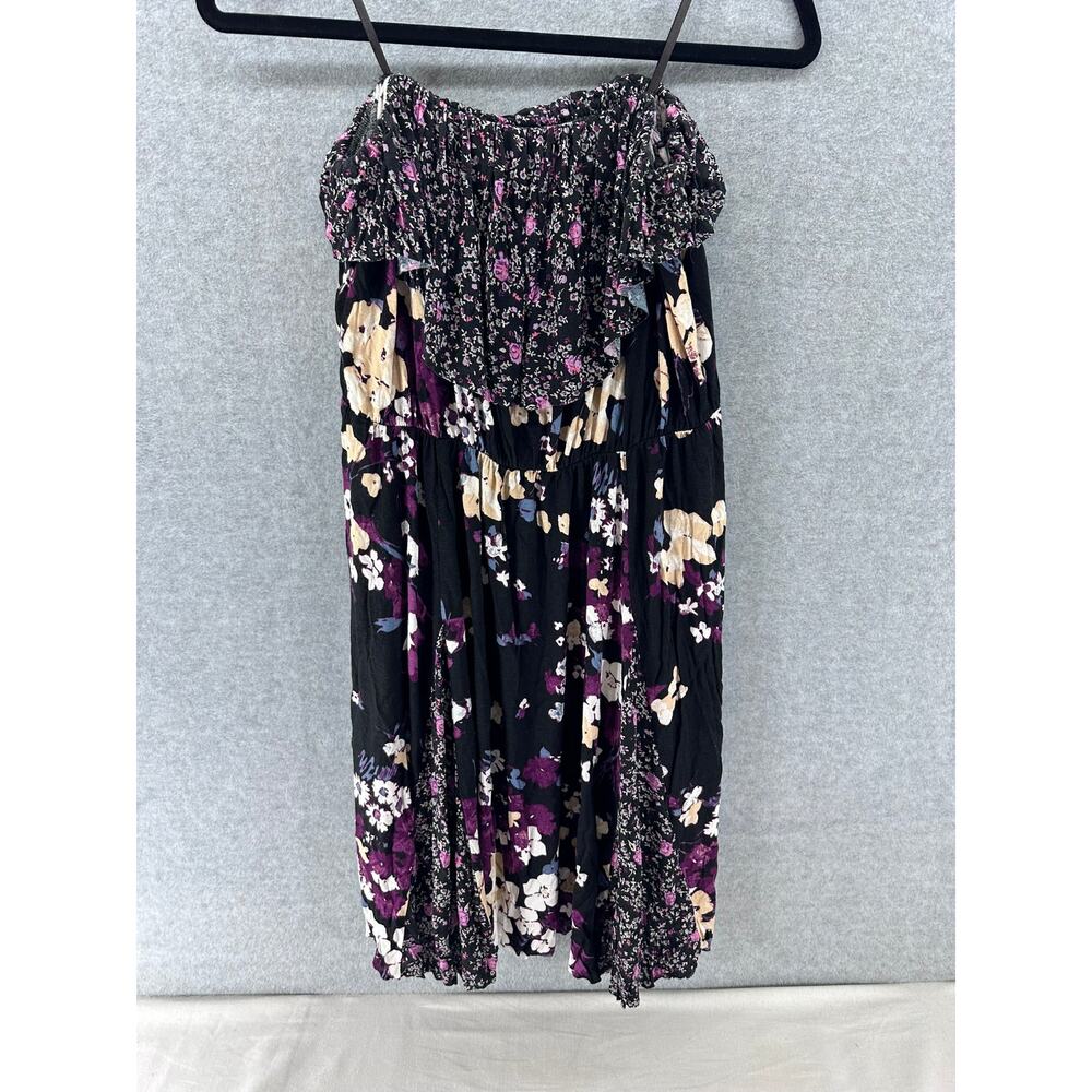 Urban Outfitters Kimchi Blue sz L Black Floral Strapless Jersey Dress - Picture 3 of 5